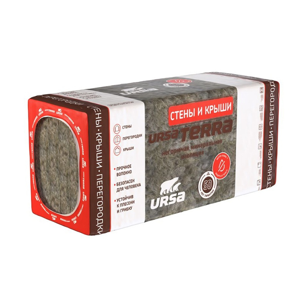 Плита URSA 37 PN TERRA Стены и крыши 1200-610-50 10 листов (7,32м2, 0,366м3)