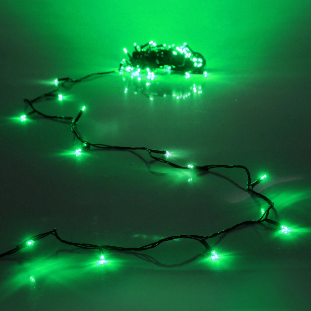 Гирлянда для дома 9,5м 100 ламп LED зелёный пров.,8 реж, IP-20, Зелёный