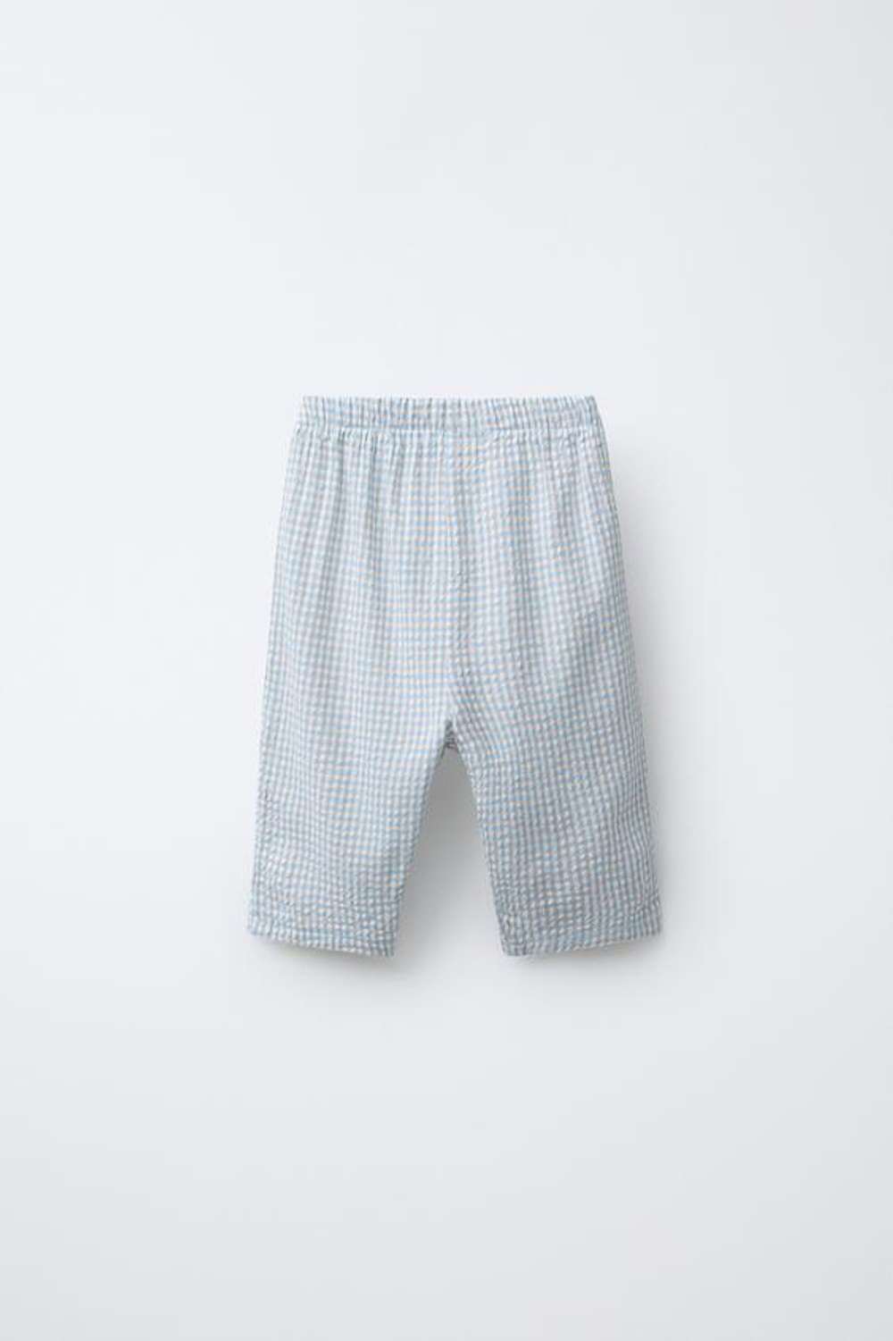 ZARA БРЮКИ ИЗ РЕЛЬЕФНОЙ ТКАНИ В КЛЕТКУ, ПЕСОЧНЫЙ/СИНИЙ