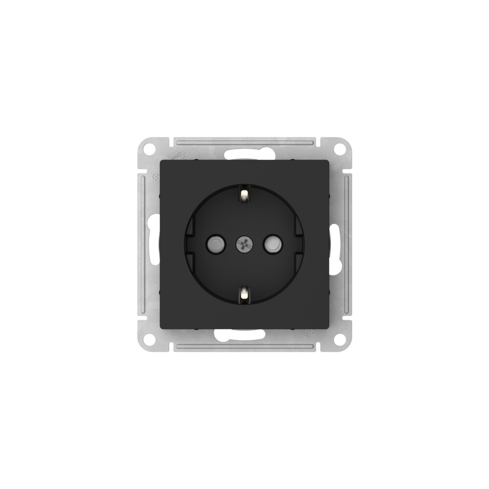 ATLASDESIGN РОЗЕТКА с заземлением со шторками, 16А, мех., быстрозажим. клем., КАРБОН