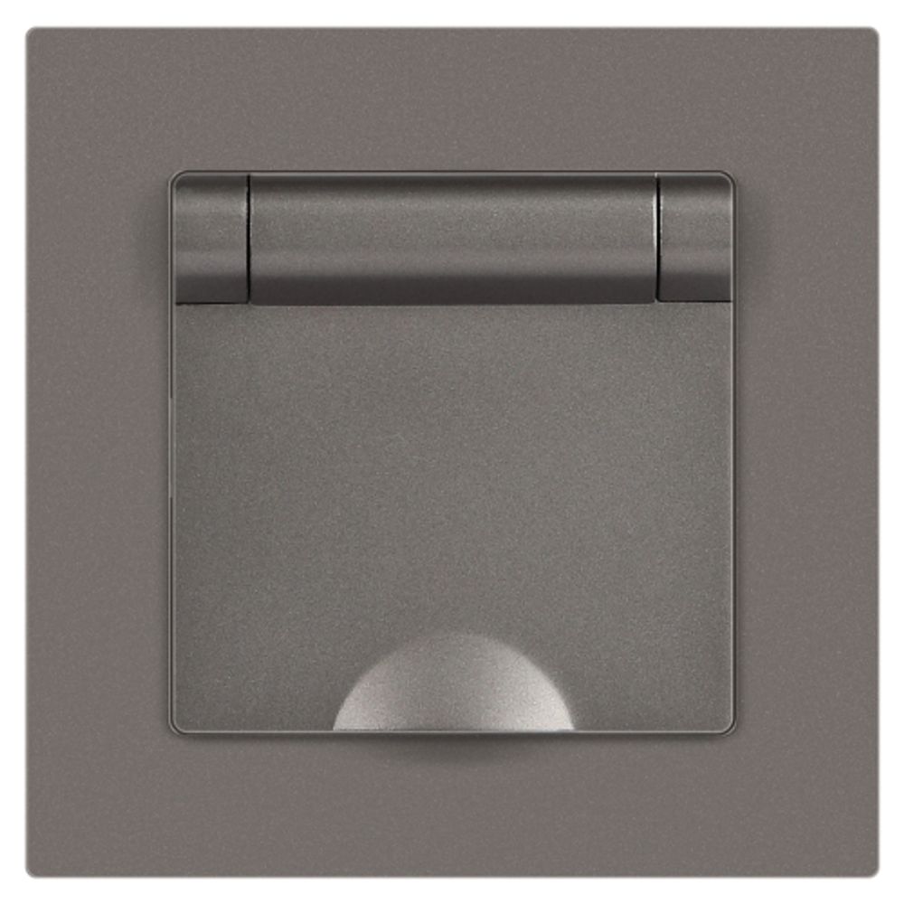 Розетка Intro Accent 6-203-09 с заземлением 2P+E Schuko с крышкой 16А-250В IP20 СУ AL/CU титан