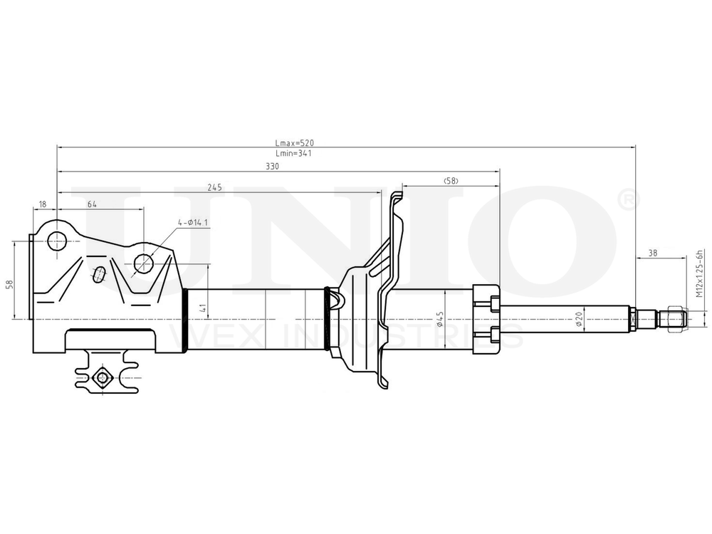 Амортизатор газовый передней подвески UNIO SAB-10619