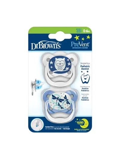 Ортодонтическая соска-пустышка светящаяся в темноте для новорожденных с колпачком 2 шт