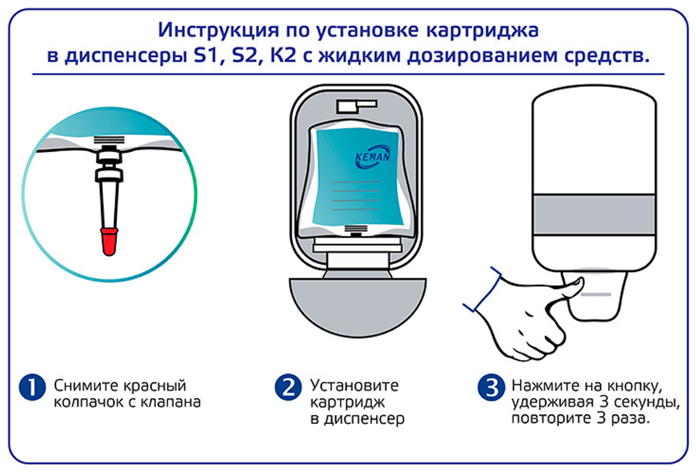 КЕМАN Жидкое крем-мыло, картридж 1000 мл (S1), 6 шт/кор