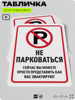 Табличка для парковки "Не парковаться", для дома, офиса, организаций, 40х30 см, Silver Plane x Айдентика Технолоджи
