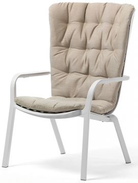 Лаунж кресло Folio белое пластиковое с бежевой подушкой Nardi Италия