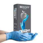 Перчатки BENOVY нитр. тескст. на пальцах нестер.,голубые р.S №100 ЧЗ