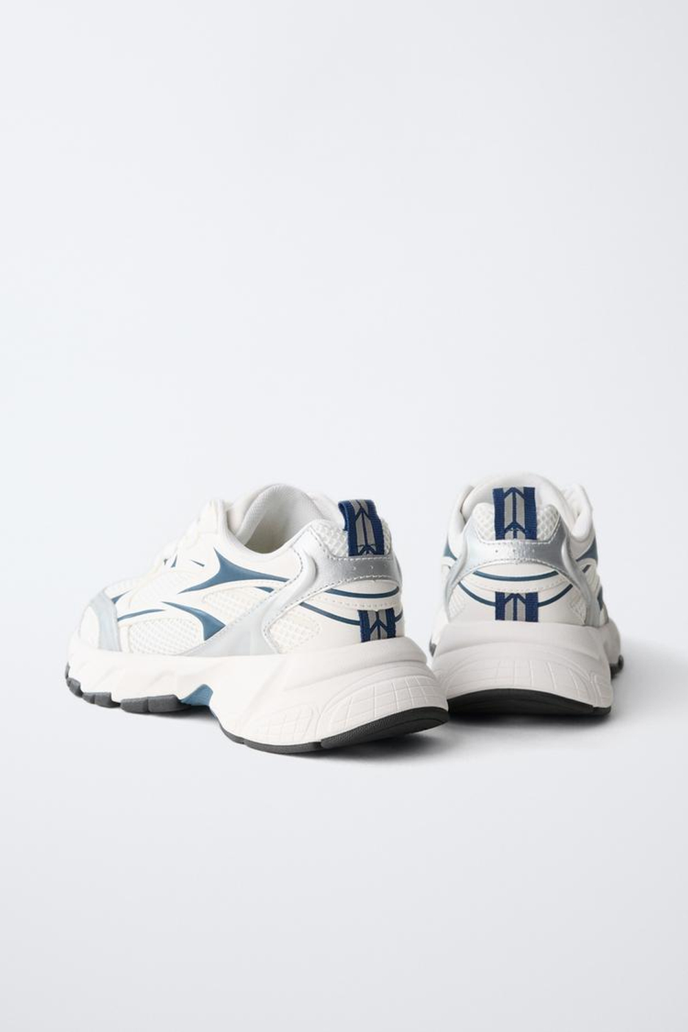 ZARA КРОССОВКИ С ДЕТАЛЯМИ ИЗ СЕТЧАТОЙ ТКАНИ, БЕЛЫЙ