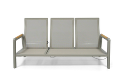 "Бари" диван 3-местный, каркас алюминий, цвет светло-серый