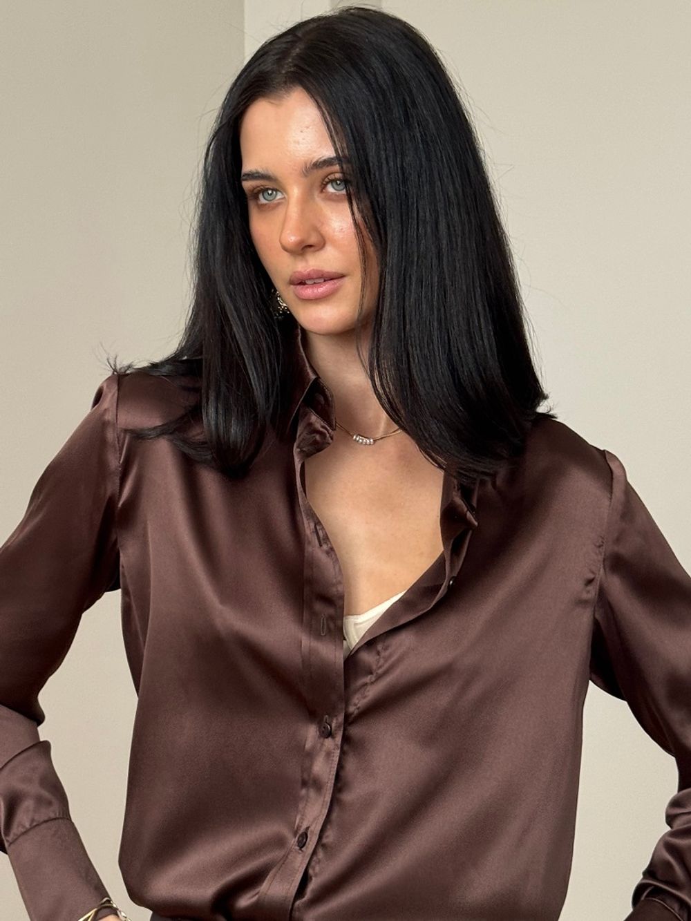 Рубашка Кельн коричневый шелк