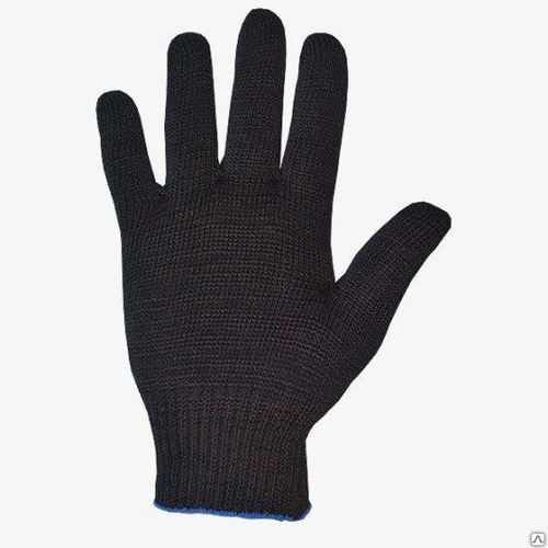 Перчатки трикотаж. 5-нитка черные без ПВХ  7,5класс   (раз.L- 9) уп.10 пар