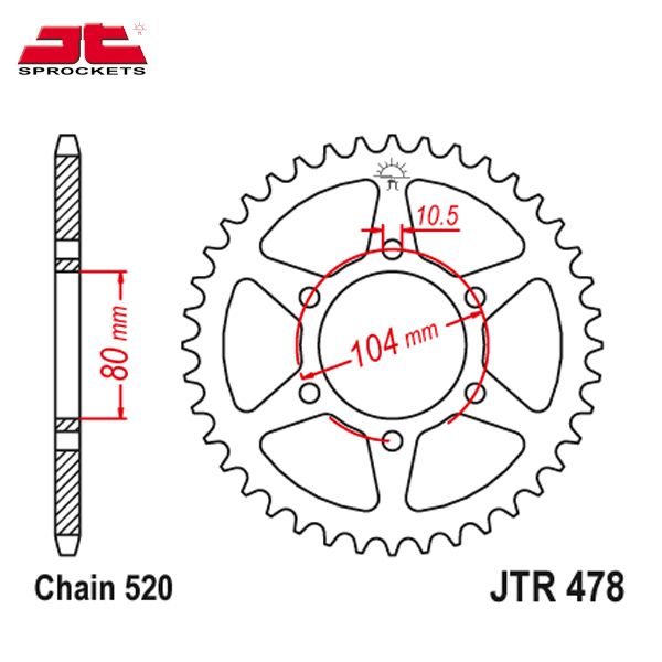 JT JTR478.45ZBK звезда задняя (ведомая), 45 зубьев