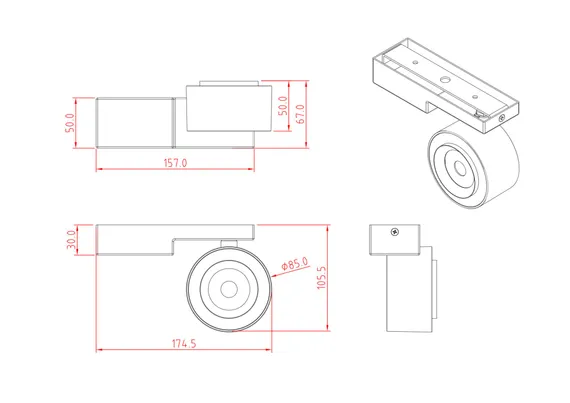 Потолочный светильник Трео / Treo 13 Вт 3000 К 36° Technical c062cl-l12b3k