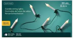 Светодиодная гирлянда в форме свечи 13.1 м., 220 V., 30 LED ламп теплого свечения, зеленый ПВХ, Kaemingk (490779)