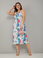 Платье П-015/серозеленый-тропик