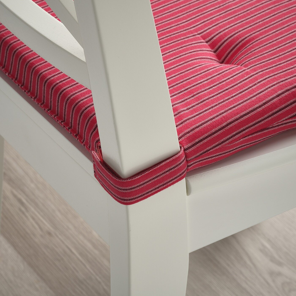 IKEA JUSTINA  (ИКЕА ЙУСТИНА)  -  Подушка для стула, красно-серый/полосатый рисунок, 42/35x40x4 см