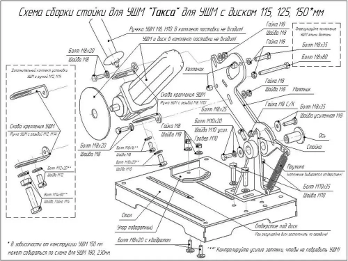 Стойка для УШМ 115-230 мм с платформой "Такса"