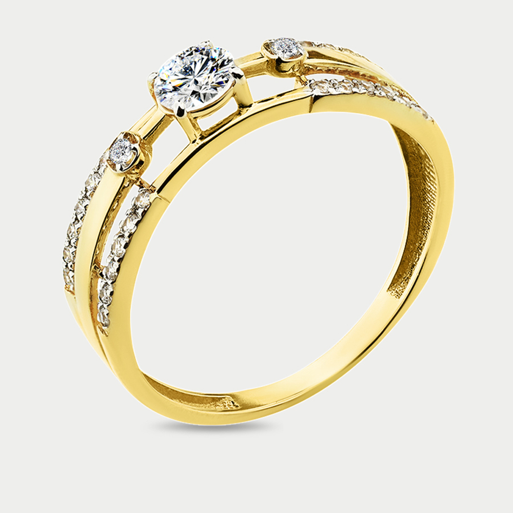 Женское кольцо из желтого золота 585 пробы с фианитами (арт. 001-0063-0001-021)
