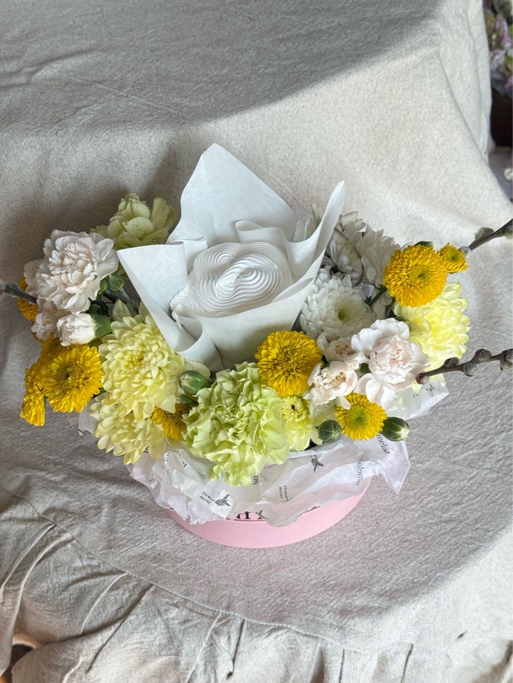 Композиция в коробке с куличем 150гр.