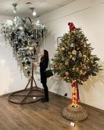 Елка на ножке «Торшер» с гирляндой встроенной (Литая хвоя) 210 см / 2,1 м