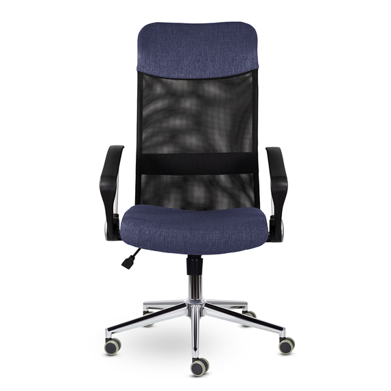 Кресло МС-040 Директ Лайт В хром Ср Moderno 07/Е11-к/Moderno 07 (синий/черный/синий)