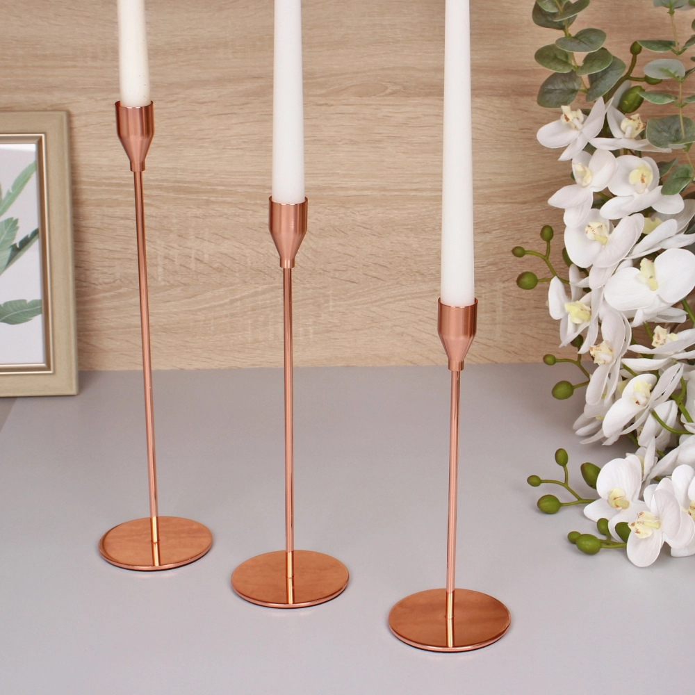 Подсвечники «SUNSHINE» 23 /28/32 см (набор 3 шт), Розовое золото