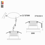 ST704.538.10 Св-к встр. Белый LED 1*10W 3000K 900Lm Ra&gt;90 38° IP20 D80xH60 170-240V