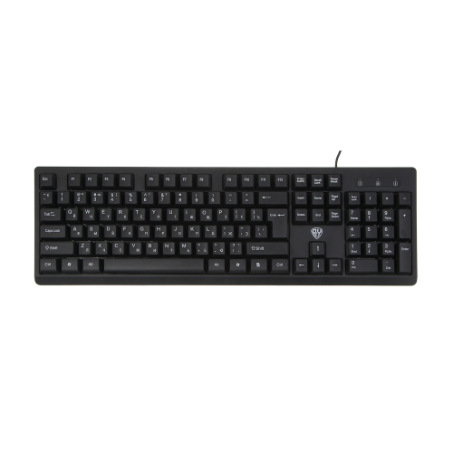 Клавиатура проводная BY PROMO, мембранная, 104кл., белая кириллица, USB, каб. 135см, черный