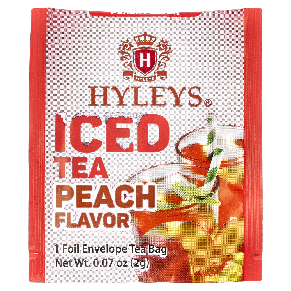 Hyleys Tea, холодный черный чай, персик, 20 индивидуально упакованных чайных пакетиков, 40 г (1,41 унции)