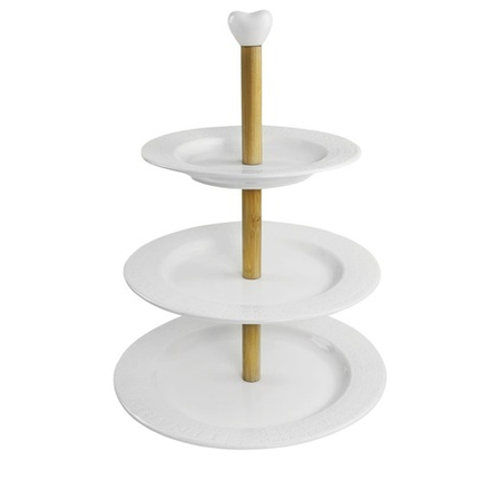 Lenardi 140-135 Трехъярусная этажерка 25,5/23,5/19,5см BAMBOO в под.уп.(х10)Фарфор