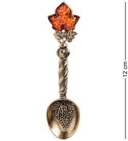 Народные промыслы AM-3109 Ложка «Виноград» (латунь, янтарь)