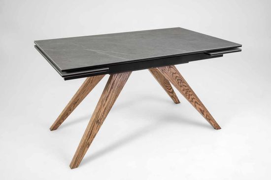 Стол Орландо-М (дуб/нога светлый дуб с черной патиной/столешница стекло Карелия)