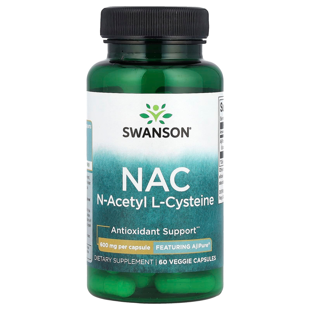 Swanson, NAC, 600 мг, 60 растительных капсул