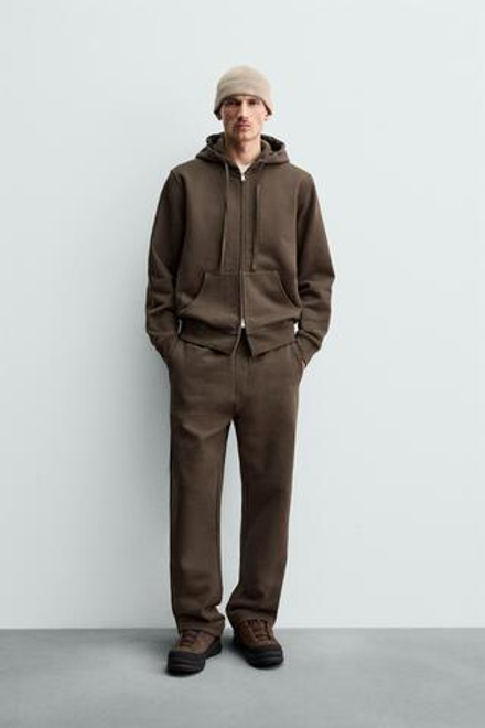 ZARA ТОЛСТОВКА НА МОЛНИИ С КАПЮШОНОМ HEAVYWEIGHT ORIGINS, ШОКОЛАДНЫЙ
