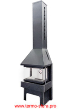 Камин ПАНОРАМА ТРИ СТЕКЛА графит