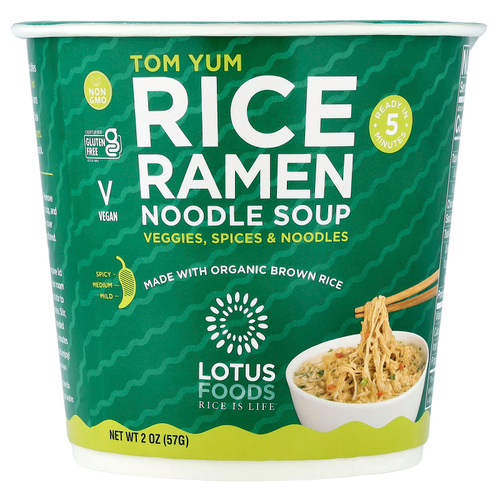 Lotus Foods, рисовый суп с лапшой рамен, том ям, 57 г (2 унции)