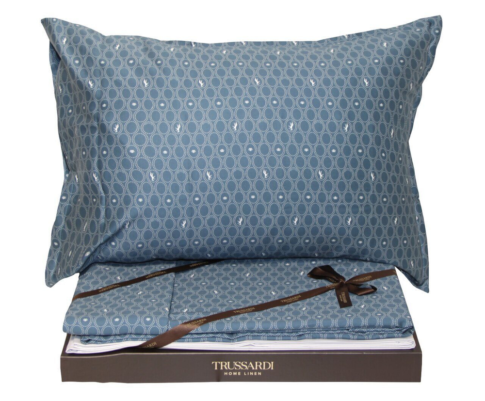 Постельное белье 2 спальное евро Trussardi Royal Grey Hound blu