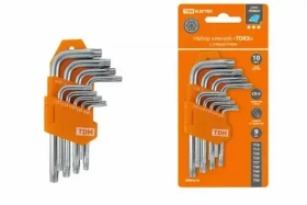 Набор ключей "TORX" с отвер. 9 шт: Т10-Т50 (6-луч. звезда), CR-V сталь "Алмаз" TDM SQ1021-0102