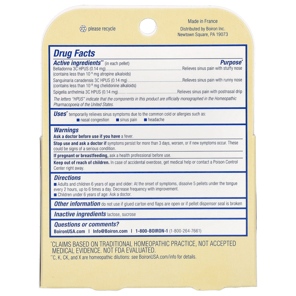 Boiron, SinusCalm®, Sinus Relief, 2 пробирки, 80 гранул в каждой
