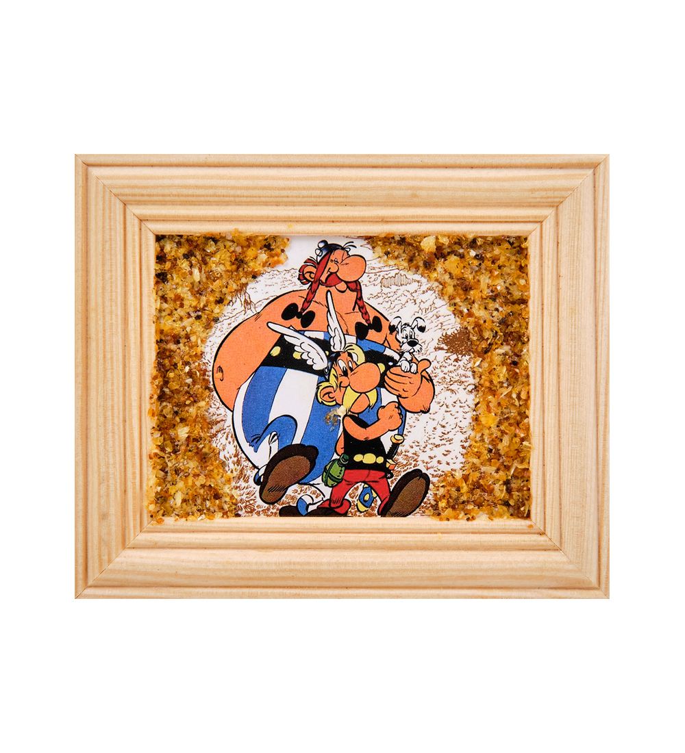 AMB-55/22 Картина «Астерикс и Обеликс» (с янтарной крошкой) дер.рамка 7х9