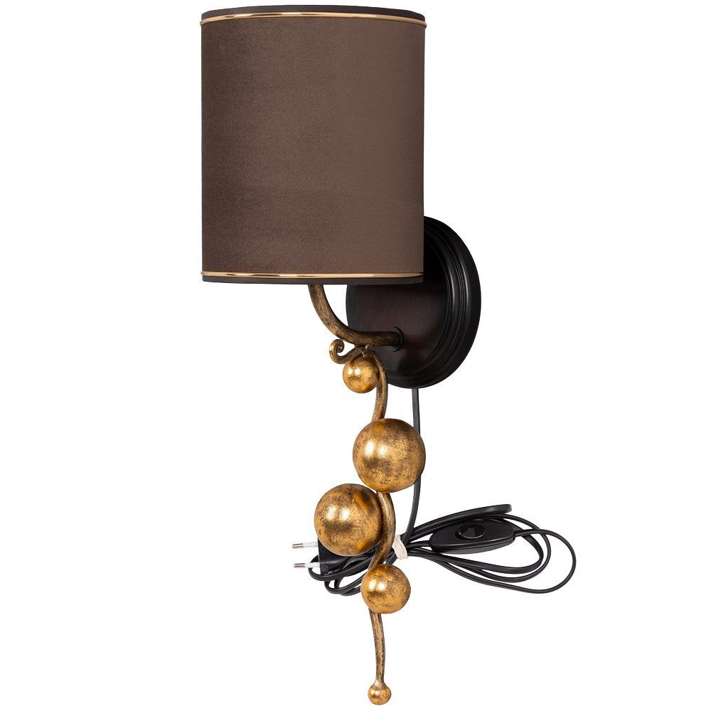 Бра настенный светильник Heri Каштан левое с абажуром Терра Шоколад