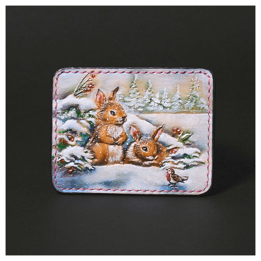 Кожаный картхолдер «Зайчики»