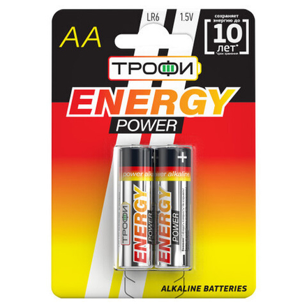 Батарейки Трофи LR6-2BL ENERGY POWER Alkaline