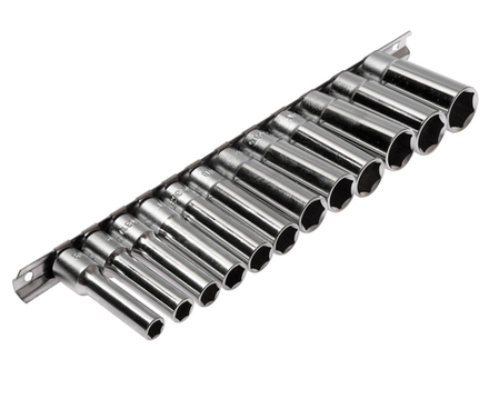 Набор головок торцевых 3/8" 6-ти гранных 08-19мм глубоких L=63мм 12 предметов JTC