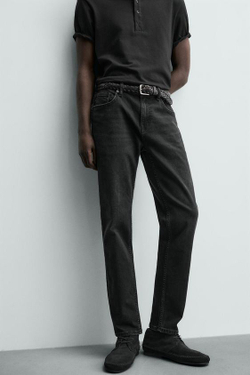 ZARA БАЗОВЫЕ ДЖИНСЫ SLIM FIT, УГОЛЬНЫЙ