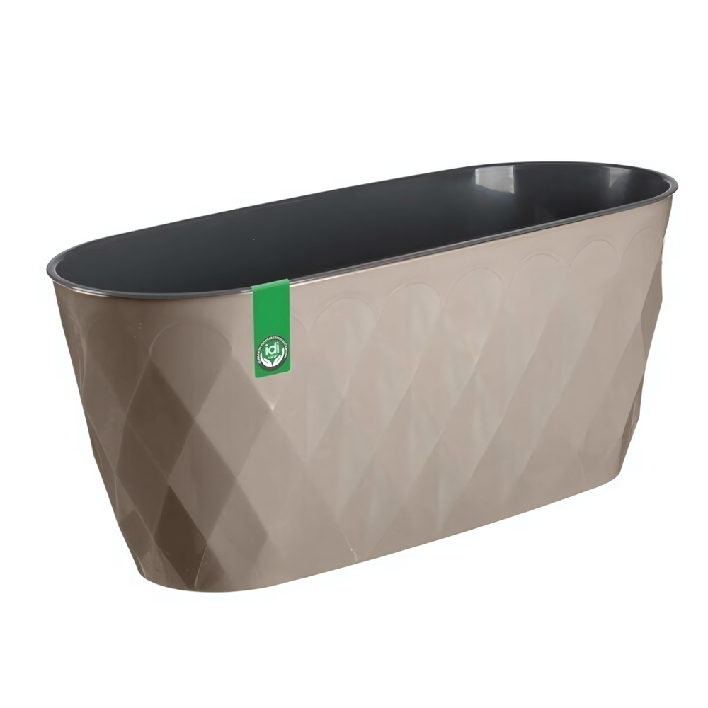 Горшок для цветов Laurel овальный 354х152х150 мм, 5 л с дренажной вставкой (бежевый)