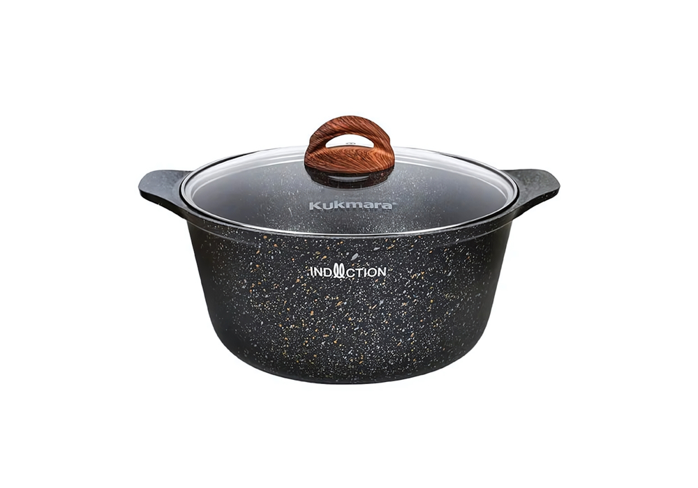 Кастрюля алюминиевая антипригарная 4 л Granit Ultra Induction (Original) со стеклянной крышкой, индукция