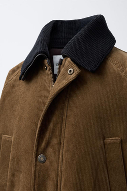 ZARA Х BENSIMON ® КУРТКА ИЗ МИКРОВЕЛЬВЕТА, КОРИЧНЕВЫЙ