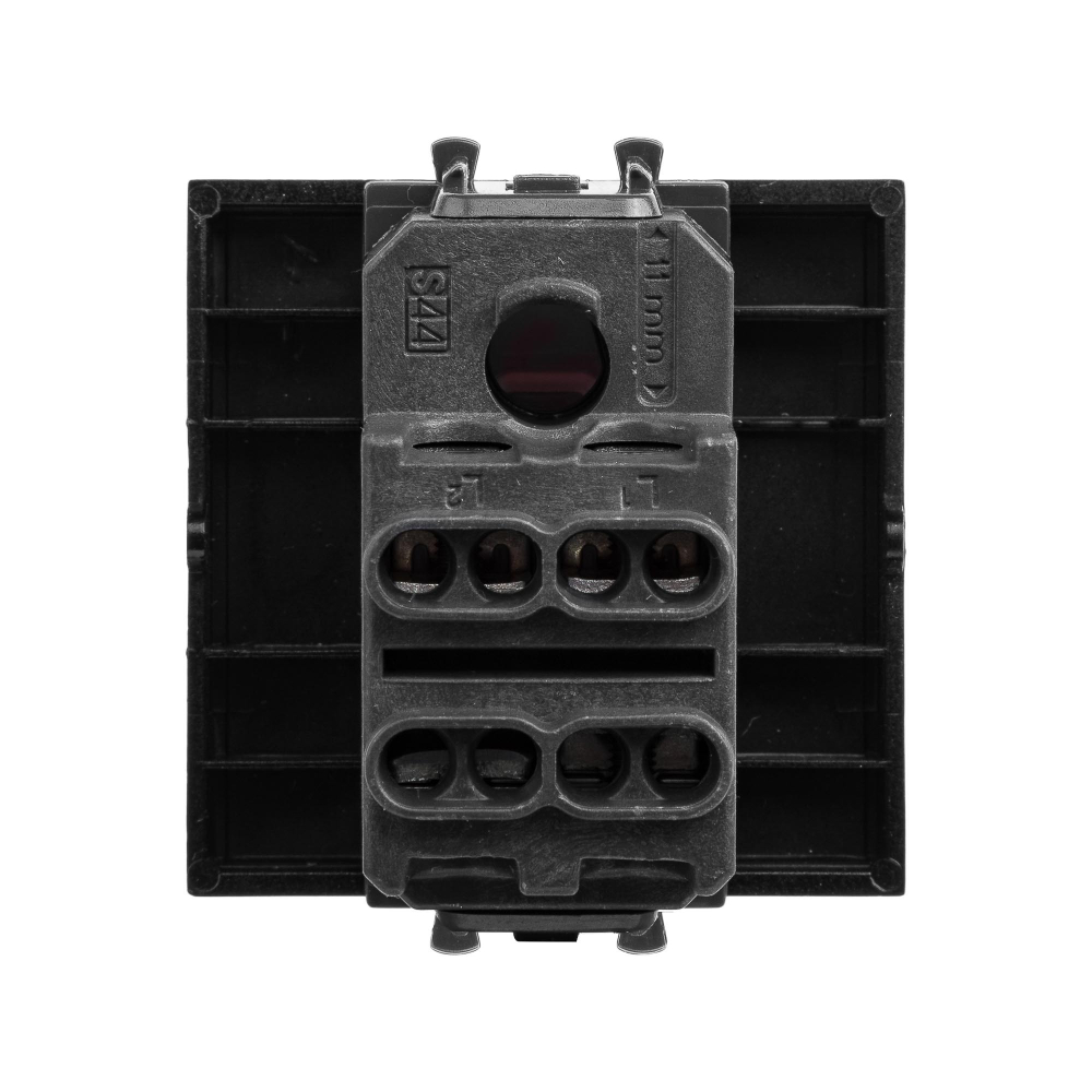 Инвертор одноклавишный модульный, "Avanti", "Черный матовый", 2 модуля