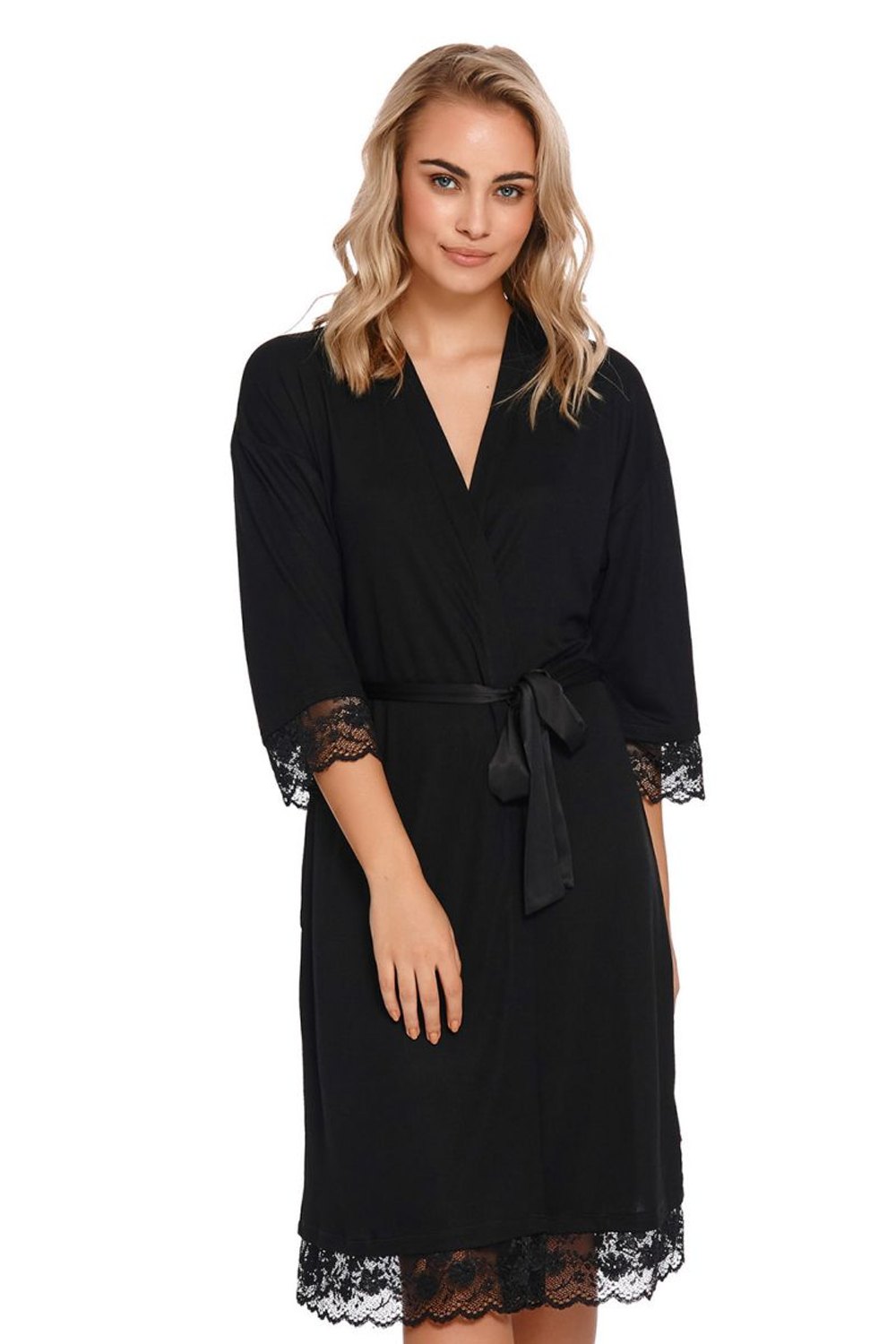 Элегантный халат-кимоно свободного силуэта (Размер: M) (Цвет: розовый с белым)